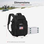 Piscifun Fishing Tackle Backpack with Rod & Gear Holder, Lightweight Outdoor Water-Resistant Fishing Shoulder Storage Bag with Protective Rain Cover, Black