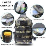 DEILAI Fishing Bag Fishing Tackle Backpack with Rod Holder Waterproof Gear Sling Bag Fly Fishing Gift for Men and Women, Hunting Travel Hiking, Scorpio camouflage color
