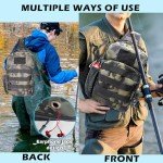 DEILAI Fishing Bag Fishing Tackle Backpack with Rod Holder Waterproof Gear Sling Bag Fly Fishing Gift for Men and Women, Hunting Travel Hiking, Scorpio camouflage color