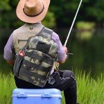 DEILAI Fishing Bag Fishing Tackle Backpack with Rod Holder Waterproof Gear Sling Bag Fly Fishing Gift for Men and Women, Hunting Travel Hiking, Scorpio camouflage color