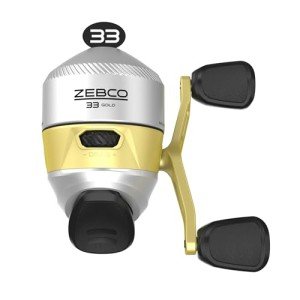Zebco 33 Gold Spincast Fishing Reel, Changeable Right or Left-Hand Retrieve, All-Metal Gears, Pre-Spooled Cajun Fishing Line, Silver/Gold