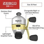 Zebco 33 Gold Spincast Fishing Reel, Changeable Right or Left-Hand Retrieve, All-Metal Gears, Pre-Spooled Cajun Fishing Line, Silver/Gold