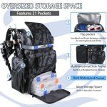 YOLIBON Fishing Tackle Backpack With Rod Holders, 45L Large Tackle Bag & Fishing Tackle Backpack for Fishing, Camping, Hiking,Camouflage