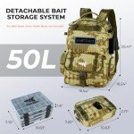 KastKing BaitSpace 50L Fishing Tackle Backpack with Removable Bait Binder & 4 Tackle Boxes, Rod Holders Storage Fishing Gear