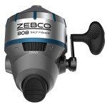 Zebco 808 Saltfisher Spincast Fishing Reel, Size 80 Reel, Changeable Right- or Left-Hand Retrieve, Pre-Spooled with 20-Pound Fishing Line, Stainless Steel Ball Bearing Drive, Silver