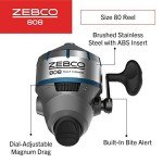 Zebco 808 Saltfisher Spincast Fishing Reel, Size 80 Reel, Changeable Right- or Left-Hand Retrieve, Pre-Spooled with 20-Pound Fishing Line, Stainless Steel Ball Bearing Drive, Silver