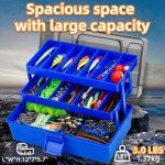 Japior Large 3 Layers Tackle Box with Tackle Included - 471 Pcs Fishing Gear Accessories Kit Contains Minnow,VIB,Crankbaits,Hooks, Weights,Other Accessories Fishing Gifts for Men and Adults