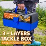 Japior Large 3 Layers Tackle Box with Tackle Included - 471 Pcs Fishing Gear Accessories Kit Contains Minnow,VIB,Crankbaits,Hooks, Weights,Other Accessories Fishing Gifts for Men and Adults