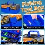 Japior Large 3 Layers Tackle Box with Tackle Included - 471 Pcs Fishing Gear Accessories Kit Contains Minnow,VIB,Crankbaits,Hooks, Weights,Other Accessories Fishing Gifts for Men and Adults