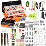 Large 3 Layers Tackle Box with Fishing Tackle Included, 423 Pcs Fishing Lures Kit Crankbaits Fishing Hooks Spoon Worm Tackle Fishing Bait Accessories for Bass Trout Freshwater Saltwater