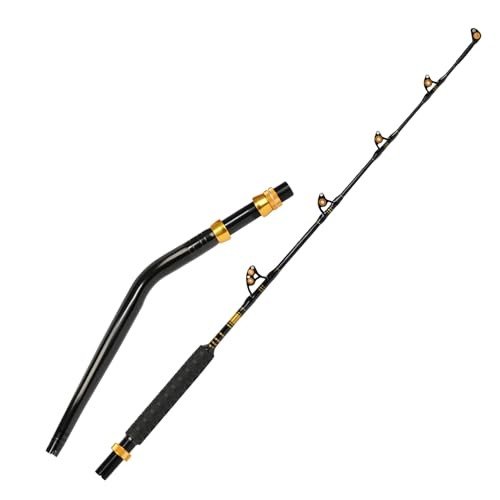 Fiblink Bent Butt Fishing Rod 2-Piece Saltwater Offshore Trolling Rod Big Game Roller Rod Conventional Boat Fishing Pole with Swing Tip