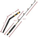 Fiblink Bent Butt Fishing Rod 2-Piece Saltwater Offshore Trolling Rod Big Game Roller Rod Conventional Boat Fishing Pole with Swing Tip