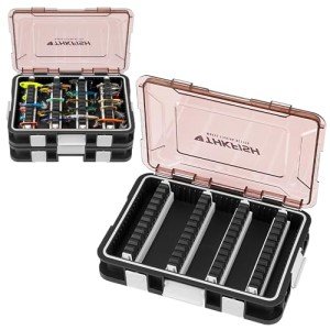 Tackle Box Organizer, 2 Packs Waterproof Fishing Tackle Box, Fishing Outdoor Storage Box Organizer with Removable Dividers, Lure Box, Plastic/Silicone,Red,Green (Silicone, Red)