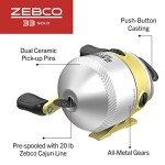 Zebco 33 MAX Gold Spincast Fishing Reel, 2+1 Bearings with a Smooth and Powerful 2.6:1 Gear Ratio and Instant Anti-Reverse, Lightweight Graphite Frame and a MicroFine Dial-Adjustable Drag, Silver/Gold