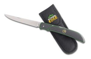 OUTDOOR EDGE Fish & Bone - Folding Fillet Knife with 5.0" 440A Stainless Steel Blade for Fish and processing big game - Pocket Clip (Green/Black)