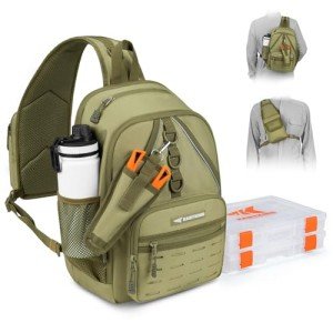 KastKing Karryall Fishing Sling Tackle Bag with 2 Tackle Trays, Tactical Fishing Tackle Storage Bag, Fishing Gear Storage