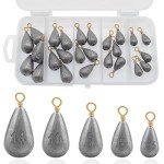 Fishing Weights Sinkers Kit, 5 Sizes 25pcs Bass Casting Drop Shot Weights Lead Fishing Weights for Catfish Saltwater Freshwater
