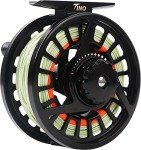 Maxcatch Tino Fly Fishing Reel, Large Arbor All Aluminum with CNC Cutting Trout Fly Reels, 3/4 5/6 7/8wt (Reel with Line Pre-Loaded (Black), 3/4wt)