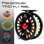 Maxcatch Tino Fly Fishing Reel, Large Arbor All Aluminum with CNC Cutting Trout Fly Reels, 3/4 5/6 7/8wt (Reel with Line Pre-Loaded (Black), 3/4wt)