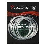 Piscifun Fly Fishing Leader with Pre-Tied Loop, Tapered Fly Line Leader, Nylon, Clear, 9ft, 6 Pack, 5X