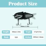 6-Pack Jointed Swimbait Lures w/6 Extra Tails | Slow-Sinking to Suspending Bass Lures | All-Water Column Control for Rivers & Lakes | Dual Hooks, Lifelike Wounded Minnow Action (2.4", 0.23oz)(A Set)