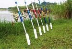4 Pack Fishing Rod Stand and Alarm - Reinforced PVC, Supports Bank, Beach and Ground Fishing