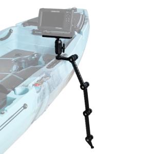 HITORHIKE Kayak Fish Finder Mount with Transducer Arm Fit Most of Kayak Track Mounts with Ball Base 2 Universal Plates Holds up to 9" Electronics Compatible with Garmin Lowrance Humminbird