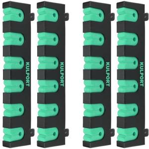 KULPORT Fishing Rod Rack Holders Wall-Mounted Fishing Pole Holder & Rack, Fishing Pole Holders for Garage & Boat 6-Rod Storage Racks(Horizontal Green, 2 Pair)