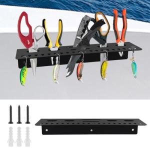 MiToBeLe Fishing Tool Holder for Boat,Fishing Tool Organizer for Boat,Pliers,Knives,Lures Holder for Boat,Screw Mount,Black