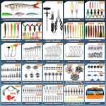 PLUSINNO Large 4-Layer Tackle Box with Tackle Included, 547Pcs Fishing Lures Kit - Pliers, Crankbait, Hooks, Weights & Accessories - Freshwater Bass Fishing Bait Lure Gear and Equipment, Gift for Men