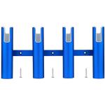 Wall-Mounted Aluminium Fishing Rod Holders, Blue 4 Tubes Linked Fishing Rod Rack, Holds 4 Rods, Surf Fishing Pole Holders for Boat Marine Yacht Camper RV