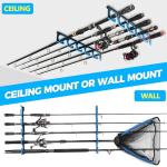 PLUSINNO H5P Fishing Rod/Pole Holders for Garage, Wall or Ceiling Mounted Fishing Rod Holder with Soft Protective Pad, Fishing Rod Storage Organizer Holds up to 5/10/20 Rod or Combos or Nets