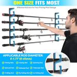 PLUSINNO H5P Fishing Rod/Pole Holders for Garage, Wall or Ceiling Mounted Fishing Rod Holder with Soft Protective Pad, Fishing Rod Storage Organizer Holds up to 5/10/20 Rod or Combos or Nets