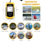 LUCKY Kayak Handheld Fish Finder Sonar LCD Wired Fish Finder Transducer Boat Water Depth Finders Display FF1108-1