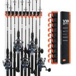 KastKing V10 Pivot Grip Fishing Rod Holder–Adjustable, Space-Saving Wall-Mounted Rod Holder, 10 Polymer-Coated Steel Hooks, Expandable Storage System, Holds 10 Rod & Reel Combos, 1 Pack