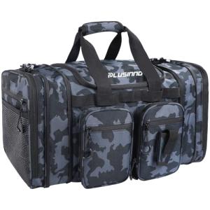 PLUSINNO Tackle Bag - Expandable Fishing Bag for Saltwater & Freshwater - Water Resistant Fishing Gear