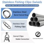 AMYSPORTS Heavy Strength Fishing Snap Stainless Saltwater Freshwater Fishing Swivel Clip Rolling Barrel Fishing Clips Swivels Speed Change Black Nickel, 50pcs, 42lb