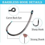175pcs Barbless Fishing Hook Kits,Small Size Carp Fishing Hooks Curve Shank Crank and Wide Gape Fly Tying Hooks Circle Hook with Tackle Box Size 2#,4#,6#,8#,10#