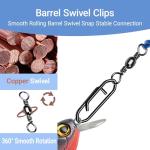AMYSPORTS Heavy Strength Fishing Snap Stainless Saltwater Freshwater Fishing Swivel Clip Rolling Barrel Fishing Clips Swivels Speed Change Black Nickel, 50pcs, 42lb