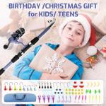 Kids Fishing Pole Set, Portable Telescopic Fishing Rod and Reel Combo for for Boys Girls Youth Toddle Fishing Pole - with Spincast Fish Reel Tackle Box Fish Lures Fishing Lines【Ambidextrous】
