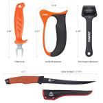 PROBITE RUNCL Fishing Fillet Knife Combo Set, Fishing Tools Kit With 6" Fillet Knife, Fillet Fork, Knife Sharpener and Fish Scaler Remover, 4 Pieces fishing Kit Tool, Perfect for Fresh or Saltwater
