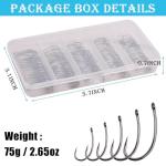 175pcs Barbless Fishing Hook Kits,Small Size Carp Fishing Hooks Curve Shank Crank and Wide Gape Fly Tying Hooks Circle Hook with Tackle Box Size 2#,4#,6#,8#,10#