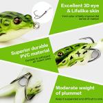 Topwater Frog Lure Bass Trout Fishing Lures Kit Set Realistic Prop Frog Soft Swimbait Floating Bait with Weedless Hooks for Freshwater Saltwater（Pack of 5）
