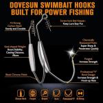 Dovesun 12PCS Weighted Swimbait Hooks for Bass