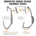 Dovesun 12PCS Weighted Swimbait Hooks for Bass