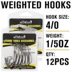 Dovesun 12PCS Weighted Swimbait Hooks for Bass