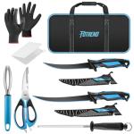 Fillet Knife Kit Combo, Fishing Knives and Honing Rod, Ultra-Sharp G4116 German Stainless Steel, Non-Slip Handle, Durable Storage Bag, Fishing Gifts for Men
