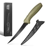 Swiss+Tech 6" Fillet Knife for Fish, Fishing Knife for Filleting and Boning, with Floating Foam Handle&Protective Sheath