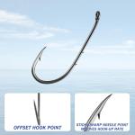 Dr.Fish 100 Pack Bait Holder Hooks Freshwater Fishing Hooks, Down Eye, Offset, Walleye/Trout/Crappie/Panfish/Bluegill Saltwater Fishing #4