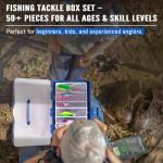 Vipfish 448-Pcs Fishing Lures Kit – Complete 3-Layer Tackle Box Set with Hooks, Weights, Bobbers, Pliers, Rigs, Leaders, Fluorocarbon Line, Accessories & More for Fishing Gear